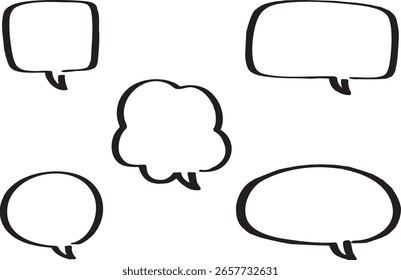 Conjunto de ilustración de burbuja de discurso dibujado a mano (transparente)