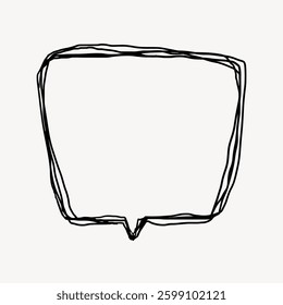 Hand-drawn speech bubble with a rough, sketchy outline. Simple, black and white design. Perfect for comics, notes, or creative projects. Speech bubble art. Communication vector element.