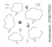 Hand-drawn speech bubble set [line drawing]hazy