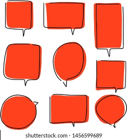 Hand-drawn speech bubble vector set.