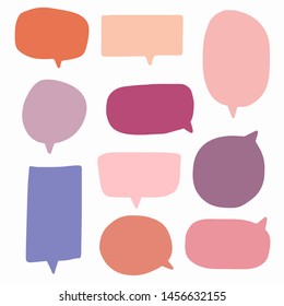 Hand-drawn speech bubble vector set.