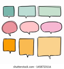 Hand-drawn speech bubble vector set.
