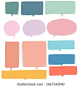 Hand-drawn speech bubble vector set.
