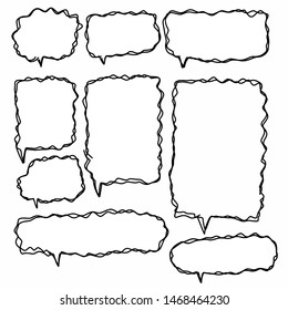 Hand-drawn speech bubble vector set.