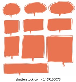 Hand-drawn speech bubble vector set.
