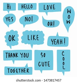 Hand-drawn speech bubble vector set.