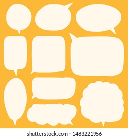 Hand-drawn speech bubble vector set.