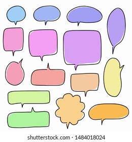 Hand-drawn speech bubble vector set.