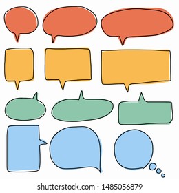 Hand-drawn speech bubble vector set.
