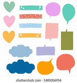 Hand-drawn speech bubble vector set.