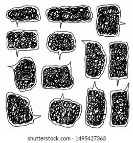 Hand-drawn speech bubble vector set.