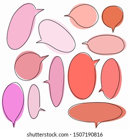Hand-drawn speech bubble vector set.