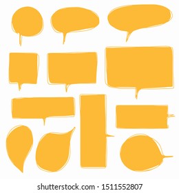 Hand-drawn speech bubble vector set.