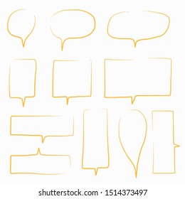 Hand-drawn speech bubble vector set.