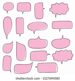 Hand-drawn speech bubble vector set.
