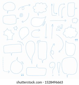 Hand-drawn speech bubble vector set.