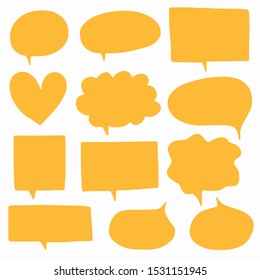 Hand-drawn speech bubble vector set.