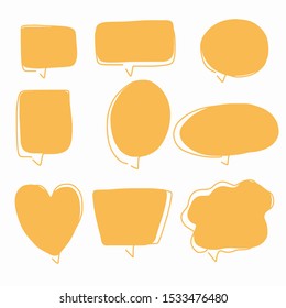 Hand-drawn speech bubble vector set.