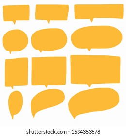 Hand-drawn speech bubble vector set.