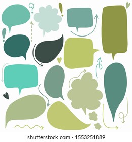 Hand-drawn speech bubble vector set.