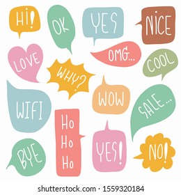 Hand-drawn speech bubble vector set.