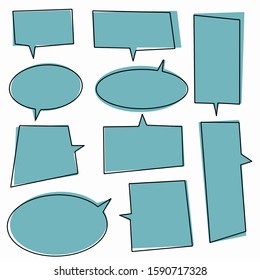 Hand-drawn speech bubble vector set.