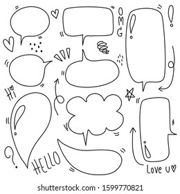 Hand-drawn speech bubble vector set.