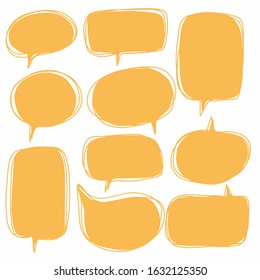 Hand-drawn speech bubble vector set.