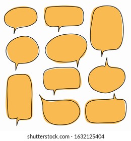 Hand-drawn speech bubble vector set.