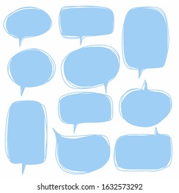Hand-drawn speech bubble vector set.