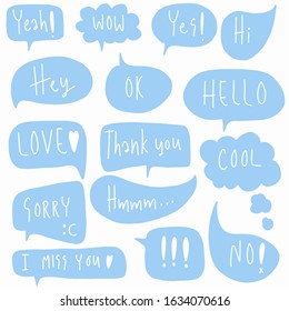 Hand-drawn speech bubble vector set.