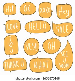 Hand-drawn speech bubble vector set.