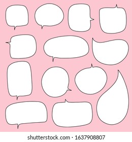 Hand-drawn speech bubble vector set.