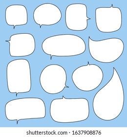 Hand-drawn speech bubble vector set.