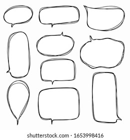 Hand-drawn speech bubble vector set.