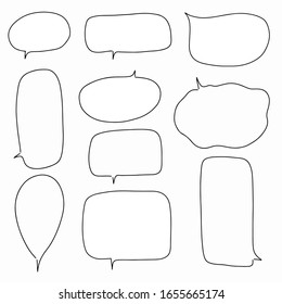 Hand-drawn speech bubble vector set.