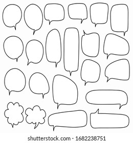 Hand-drawn speech bubble vector set.