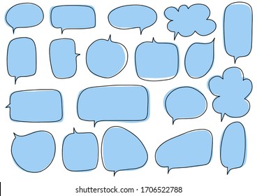 Hand-drawn speech bubble vector set.