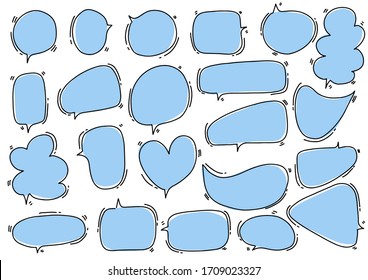 Hand-drawn speech bubble vector set.