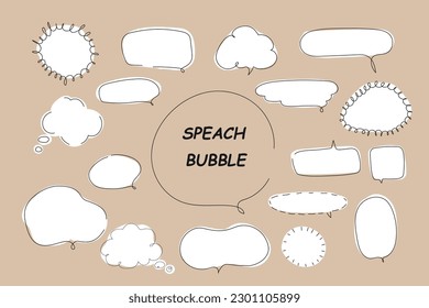 Hand-drawn speech bubble vector set.