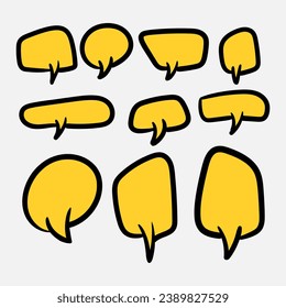 Hand-drawn speech bubble vector set.