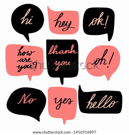 Hand-drawn speech bubble vector set.