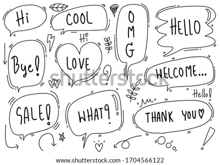 Hand-drawn speech bubble vector set.