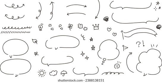 Hand-drawn Speech Bubbles, Arrows, and Decorative Elements Se