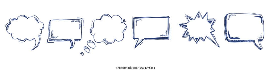 Handdrawn speech bubbles banner the white background. Eps 10 vector file.