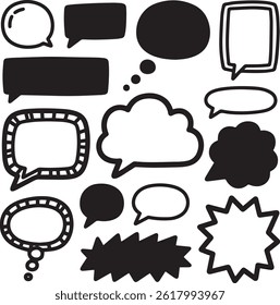 Handdrawn Speech Bubbles and Doodle Signs, Doodle set element, Hand drawn set, quotes, comic bubbles, doodle speech, 