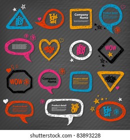 Hand-drawn speech bubbles and frames illustration