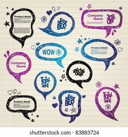 Hand-drawn speech bubbles illustration