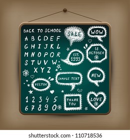 Hand-drawn speech bubbles illustration on chalkboard