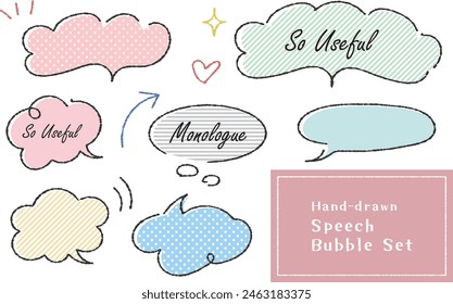 Hand-drawn speech bubbles, monologues, dialogues, and comic mark sets